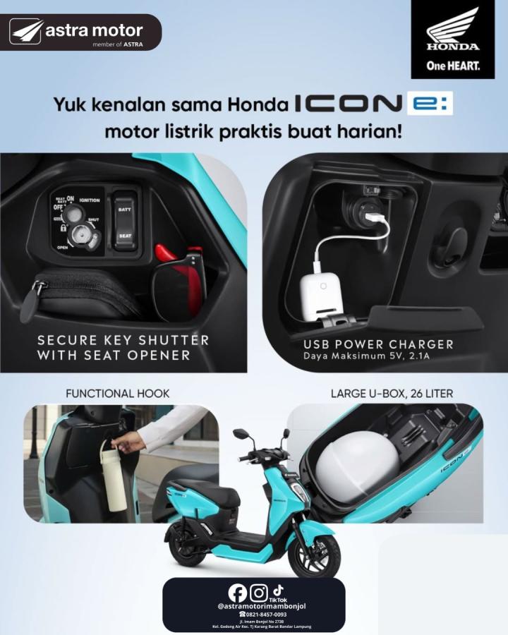 Era Baru Mobilitas Urban: Astra Motor Imam Bonjol Perkenalkan Honda ICON e: yang Praktis dan Fungsional